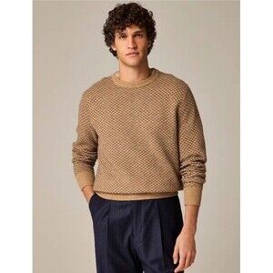 NWT J.Crew Men’s Rugged Merino Wool Blend Toffee Brown Bird’s Eye Sweater XXL